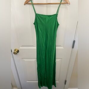 Womens Pistola Mari Dress Green Satin Maxi With Adjustable Straps Size XS